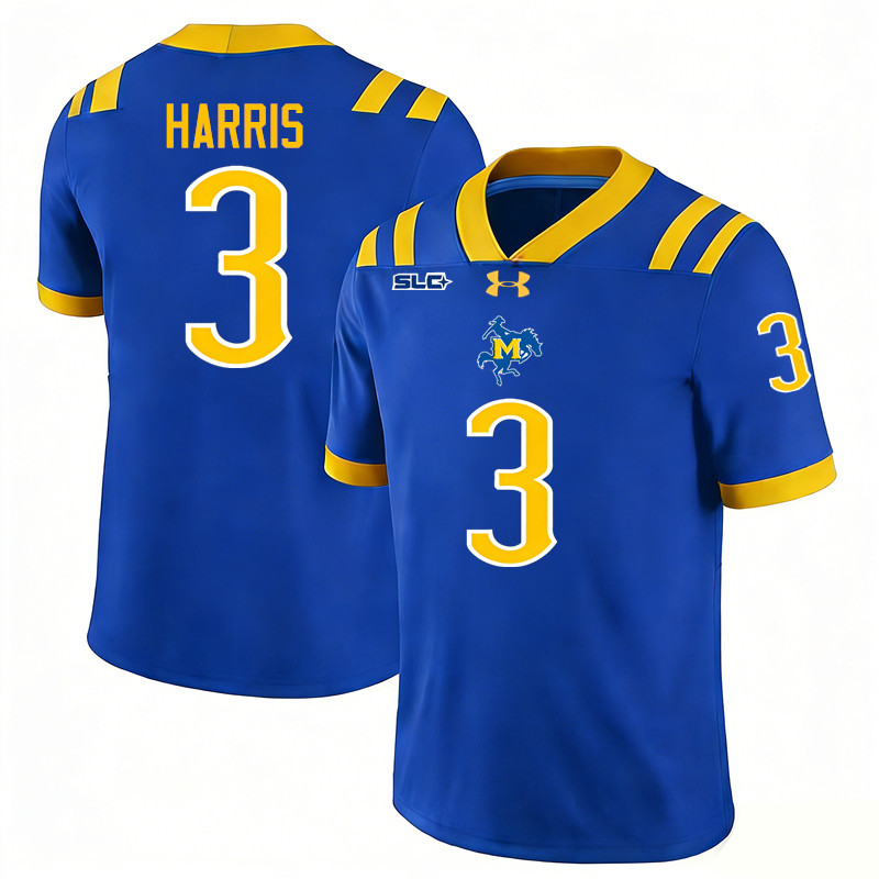 McNeese Cowboys #3 Jonathan Harris College Football Jerseys,Uniforms-Royal